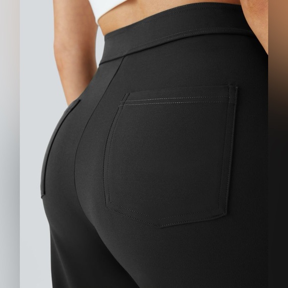 NEW Halara High Waisted Straight Leg Pull-On Pants Pockets Size XS Black - Picture 4 of 13